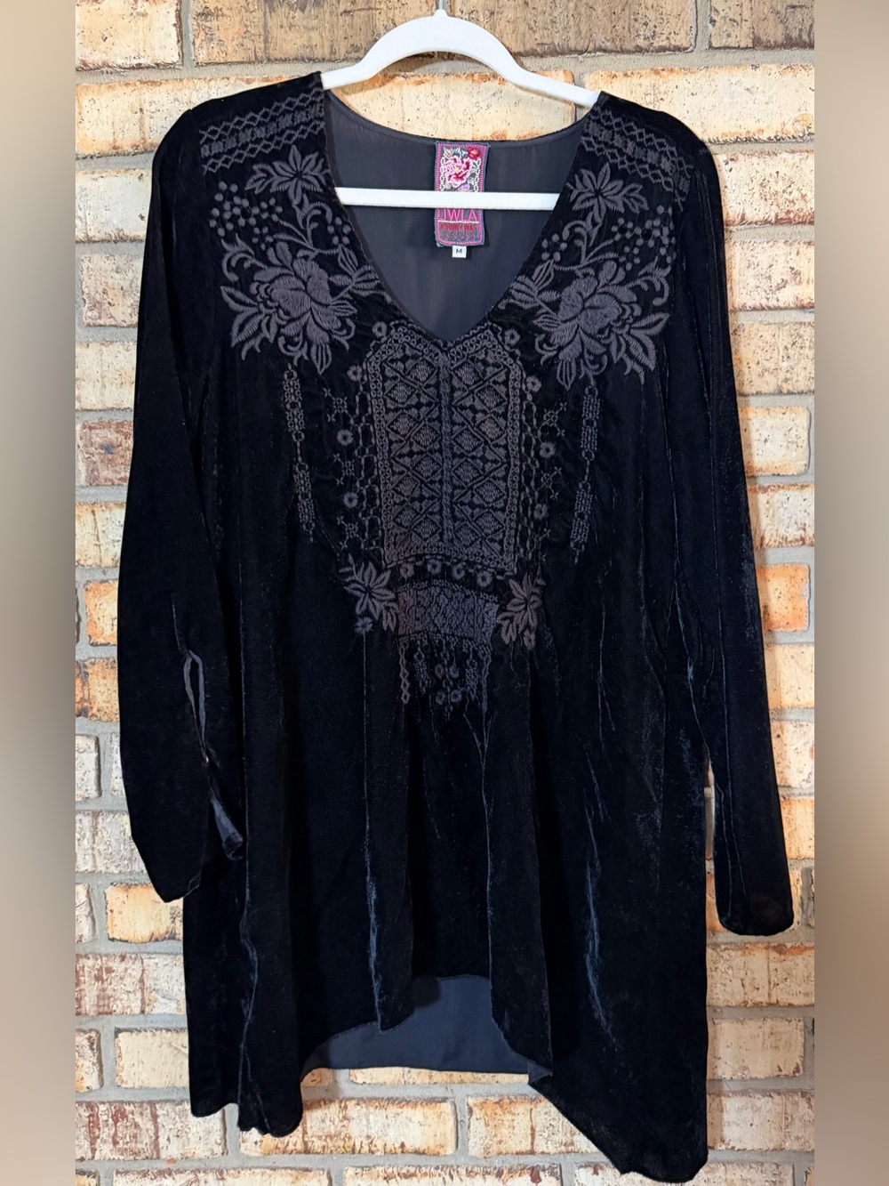 Johnny Was black velvet tunic top M